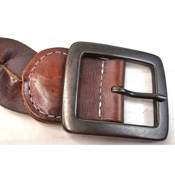 Lucky Brand Braided Leather Belt With Metal Buckle Dark Brown 32/34 - Picture 4 of 8